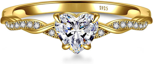 1.25ct Womens Heart Promise Ring, 925 Sterling Silver Heart Cut Created Emerald/Sapphire/Amethyst/Ruby/Cubic Zirconia/Opal Twisted Vine Engagement Ring for Women Size 5-10