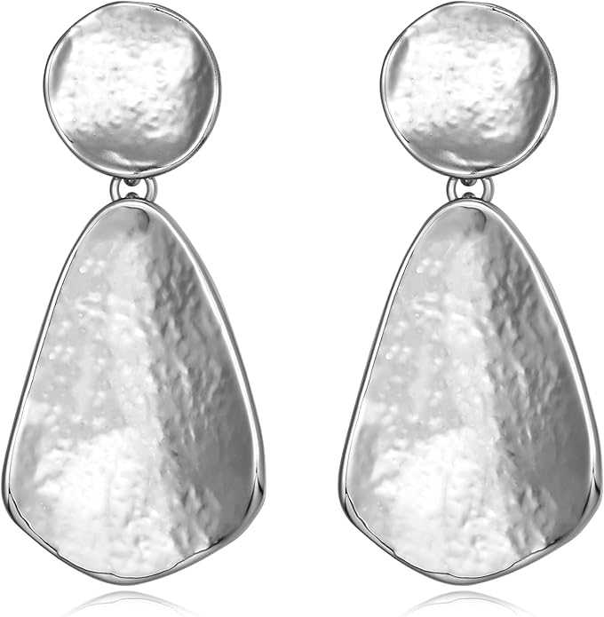 YUJIE Gold Plated Earrings for Women Geometric Chunky Dangle Earring Trendy Silvery Two-Tone Statement Jewelry