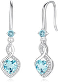 FANCIME Heart Infinity Dangle Drop Earrings 925 Sterling Silver Heart Gemstone Birthstone Earring