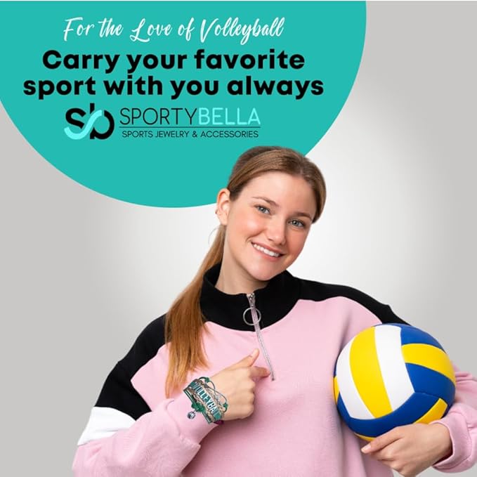 Volleyball Bracelets For Girls- Ideal Volleyball Gifts & Souvenirs. Adjustable Charm Bracelet with Moveable Letters, Infinity Symbol & Silver Volleyball Charm. Fashionable Bracelets by SportyBella.