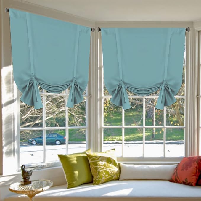 H.VERSAILTEX Blackout Tie Up Curtain Thermal Insulated Curtains Bathroom by HVERSAILTEX