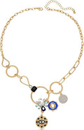 Charm Necklace for Women Gold Evil Eye Sun Moon Flower Coin Pendant Necklace Dainty Paperclip Chain Vintage Luck Amulet Choker Necklaces Celestial Jewelry Gift