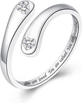 Fookduoduo 925 Sterling Silver Ring Inspirational Jewelry adjustable Wrap Open Rings for Women