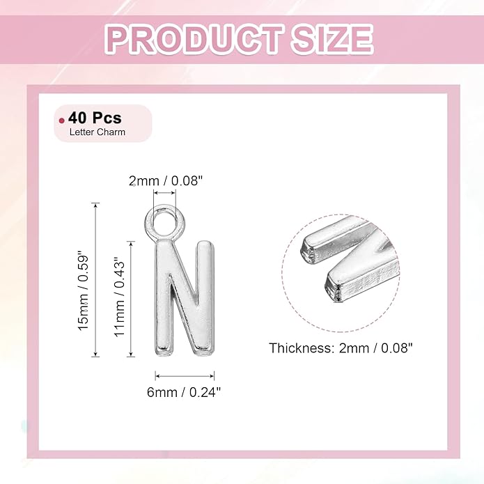 uxcell Letter Charm, Alloy Letter Initial Alphabet Charm for DIY Crafts Jewelry Making Bracelet Earrings Necklace