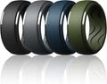 Egnaro Men's Silicone Rings 10mm Wide 2.5mm Thick, Rubber Wedding Bands with Inner Arc Ergonomic Breathable Design, 1/4/5/7 Variety Multipack