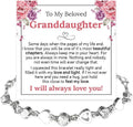 To My Granddaughter Bracelet from Grandma and Grandpa, Heart Chain Bracelet with Shiny Stones, Perfect Birthday or Graduation Christmas Gift for Granddaughter with Message Card and Gift Box