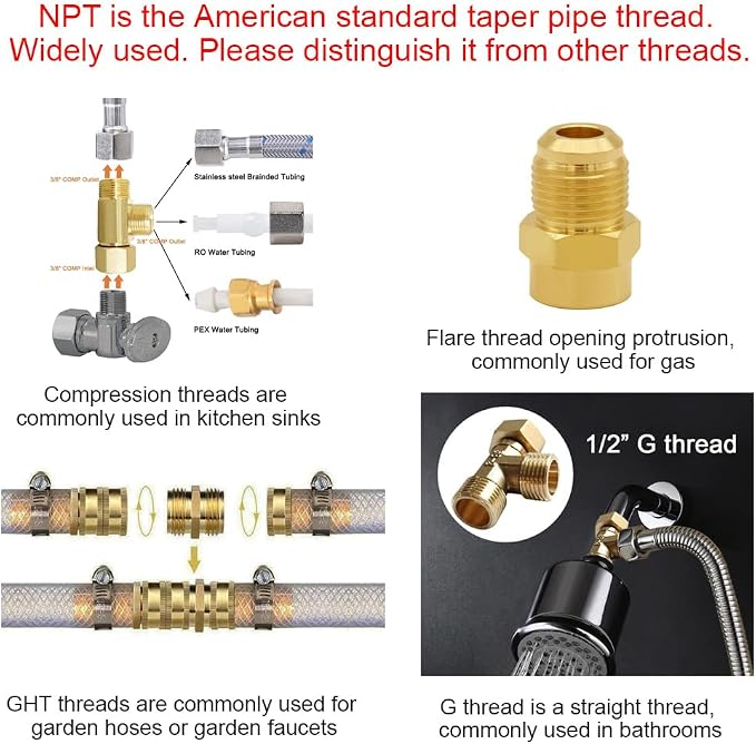 Joywayus 2PCS Brass Swivel Pipe Fitting 3/4" GHT Female x 1/4" NPT Male | - Image 4