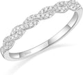 EAMTI 925 Sterling Silver Wedding Band for Women Cubic Zirconia Twisted Rope Half Eternity Band Ring Size 3-13