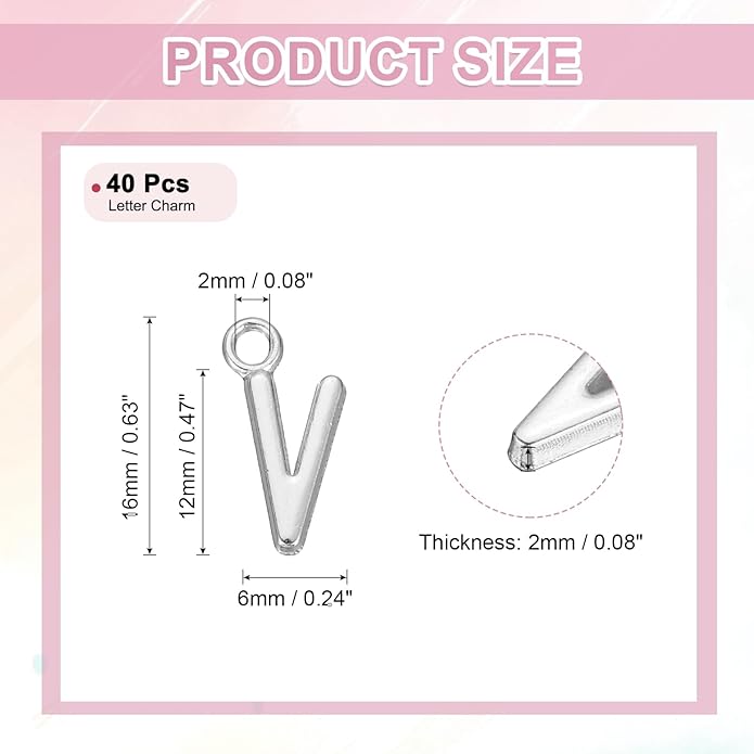 uxcell Letter Charm, Alloy Letter Initial Alphabet Charm for DIY Crafts Jewelry Making Bracelet Earrings Necklace