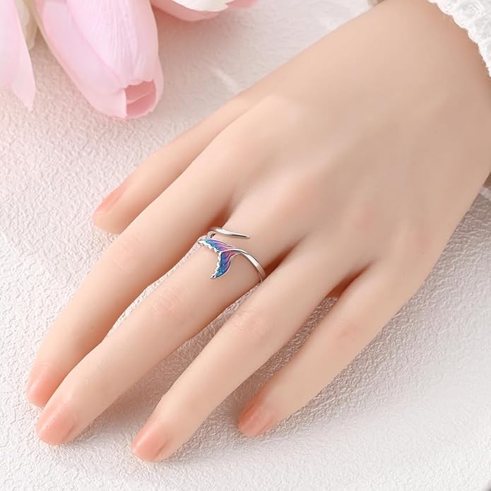 Parmuz 925 Sterling Silver Adjustable Ring for Woman Stackable Open Lucky Ring Eternity Bands Dainty CZ Statement Engagement