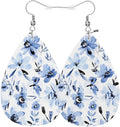 Watercolor Floral Leather Earrings For Women Hand Painted Abstract Flowers Tie Dye Gradient Lightweight Water Drop Earrings Fashion Jewelry Teardrop Earrings For Friends