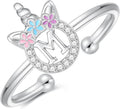 Unicorn Rings Gifts for Girls - Adjustable Initial Ring Dainty Cute Unicorn Rings for Girl Teens Little Girls Jewelry Birthday Gift