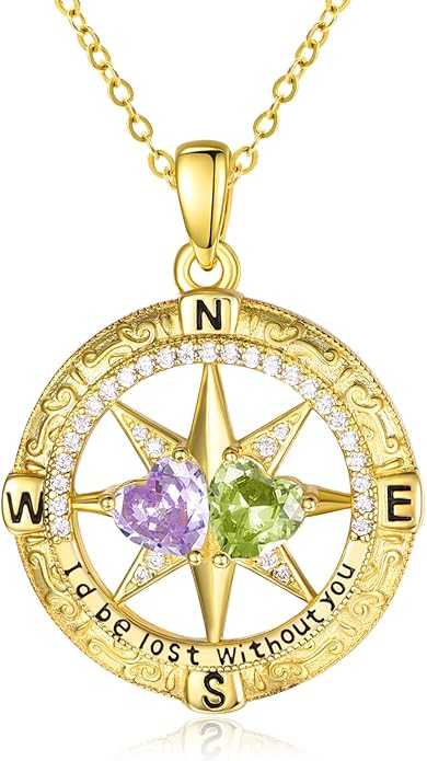 Valentine's Day Gifts for Wife 925 Sterling Silver Double Birthstone Pendant Necklaces I Love You for Always and Forever Necklace Anniversary Birthday Gifts for Wife Girlfriend Mom Her