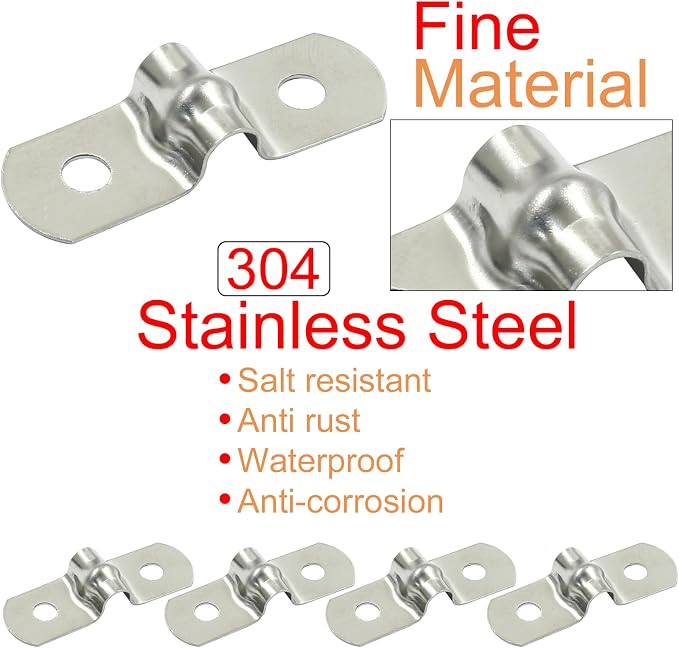 Piutouyar 50 Pack 5mm Two Hole Strap U Bracket, 3/16 Inch | 304 Stainless Steel - Image 4