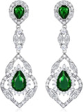 SELOVO Wedding Teardrop Dangle Earrings Silver Tone Vintage Chandelier Earrings Zircon