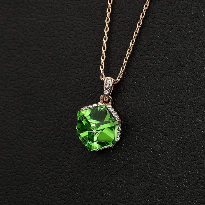 EVEVIC Color Changing Cubic Austrian Crystal Pendant Necklaces for Women 14K Gold Plated Hypoallergenic Jewelry