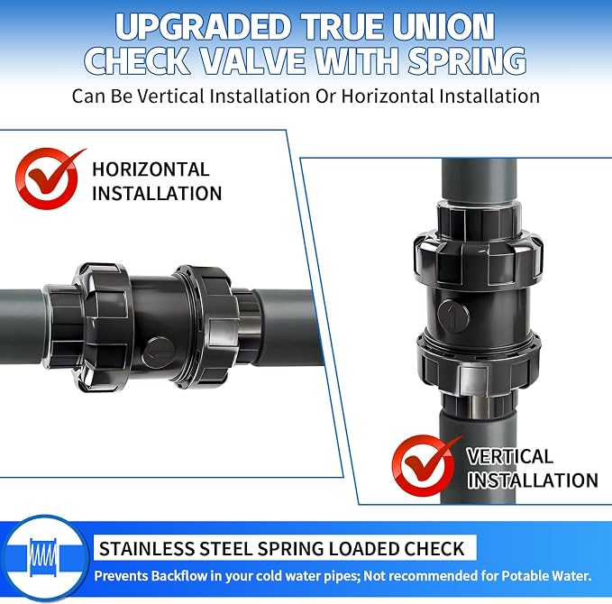 2 inch NPT PVC Check Valve, SCH80 Full Port Water Pump Ball Check Valve | Heavy - Image 5