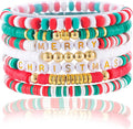 Friendship Bracelets Trendy Heishi Clay Bead Bracelets Stack Gold Beaded Stretch Bracelets for Women Boho Stackable Bracelets Bulk Cute Preppy Jewelry