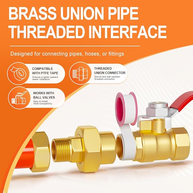 GASHER 3/8" NPT Brass Union Pipe Fitting | 3/8 Inch Male x 3/8 Inch Female - Image 5