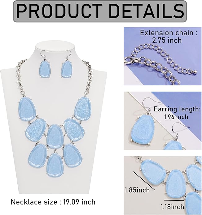 Firstmeet Chunky Bubble Statement Collar Necklace with Earrings for Women