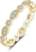 IMOLOVE Moissanite Wedding Band Wedding Rings for Women Evil Eye Shaped 925 Sterling Silver Rings with 18K Gold Plated Eternity Stackable Engagement Ring Anniversary Band Size 3-11.5