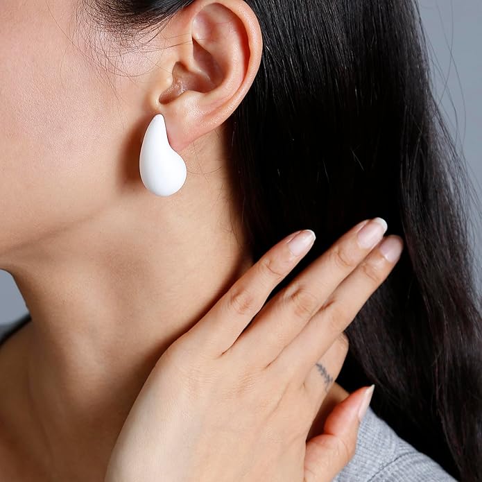 Chunky Acrylic Hoop Earrings, Lightweight Waterdrop Hoops Earrings, Hypoallergenic Trendy Jewelry for Women