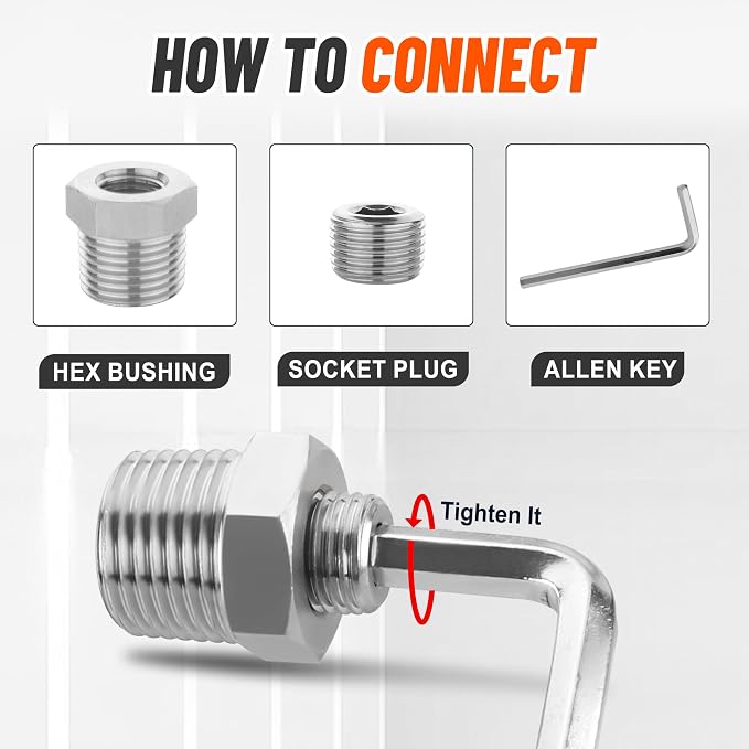 25Pcs 304 Stainless Steel Pipe Plug Fittings Kit, 5 Sizes | 1/8" 1/4" 3/8" 1/2" - Image 4