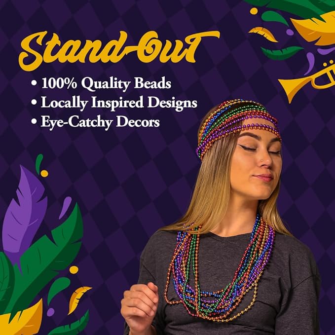 THE MARDI GRAS KREWE - LGBTQ Pride Rainbow Bead Necklace – Vibrant, Durable, Unisex Accessory for Pride Month Parades, Parties, and Celebrations - 72 Pieces