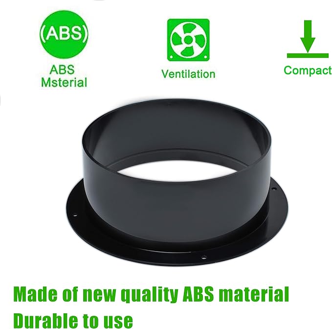 6 Inch Duct Connector Flange 2 Pack, ABS Exhaust Hose Wall Mount Adapter | - Image 4