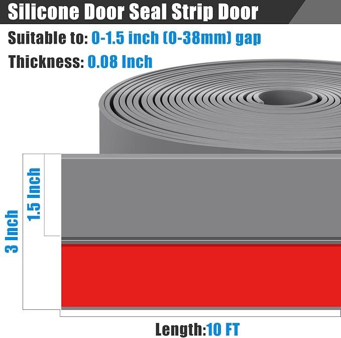 Draft Seal Tape for Doors and Windows 3 in x 10 Ft Silicone Weather Stripping - Image 2