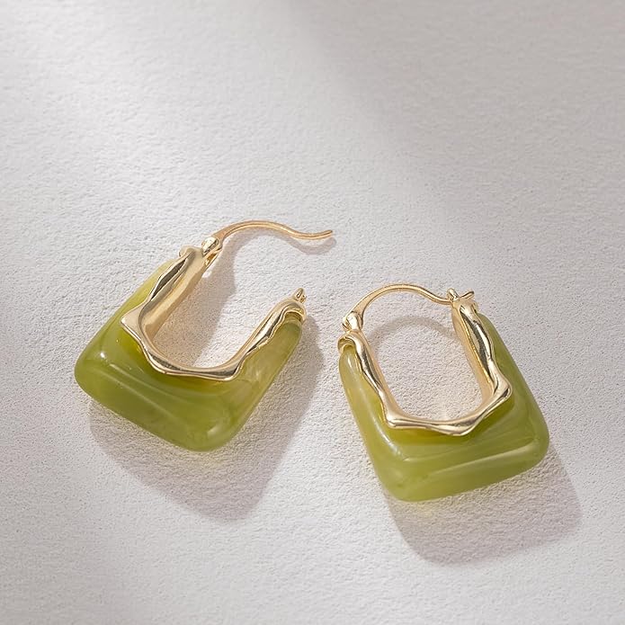 Acrylic Hoop Earrings Chunky Huggie Statement Vintage Earrings Cute Resin Drop Earring Trendy Jewelry Gifts for Women