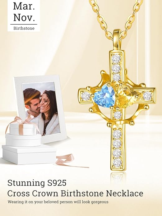 Valentine's Day Gifts for Wife 925 Sterling Silver Double Birthstone Pendant Necklaces I Love You for Always and Forever Necklace Anniversary Birthday Gifts for Wife Girlfriend Mom Her