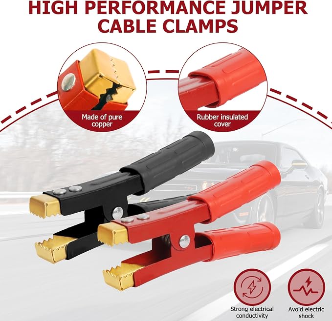 Battery Charger Clamps 1000A 2 Pair, Jumper Cable Clamps Pure Copper, Jumper - Image 2