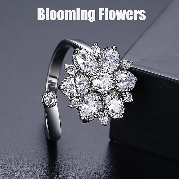 18K Gold Plated Rings for Women and Teen Girls Non Tarnish Cubic Zirconia Fidget Ring Butterfly/Snake/Mesh/Cross/Crown Knuckle Ring Open Adjustable Statement Stacking Chunky Rings