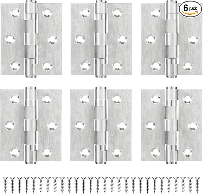 6Pcs Stainless Steel Door Hinges 3 Inch, Heavy Duty Ball Bearing Hinges by MOZCORNHARDWARE