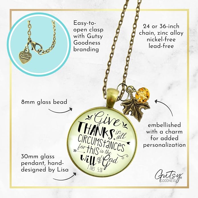 Gutsy Goodness Autumn Necklaces Fall October Theme Pumpkin Spice Halloween Thanksgiving Themed Pendant Message Jewelry