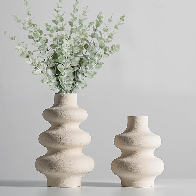 Ceramic Vases Set, Boho Home Decor Vase, Off White, Farmhouse Decor, by Steviieden