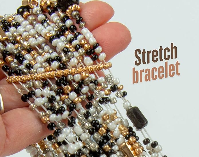 SPUNKYsoul Beaded Stretch Bracelet – Boho Multi-Row Look Bracelet, Vibrant Resort-Style Statement Jewelry