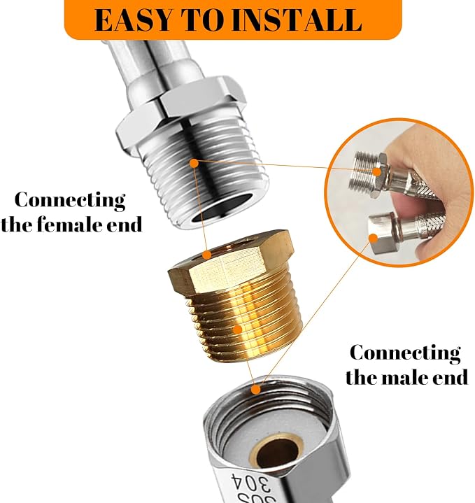 2 Pcs Brass Bushing 3/8" Male to 1/8" Female, 3/8" to 1/8" NPT Adapter Hex - Image 7