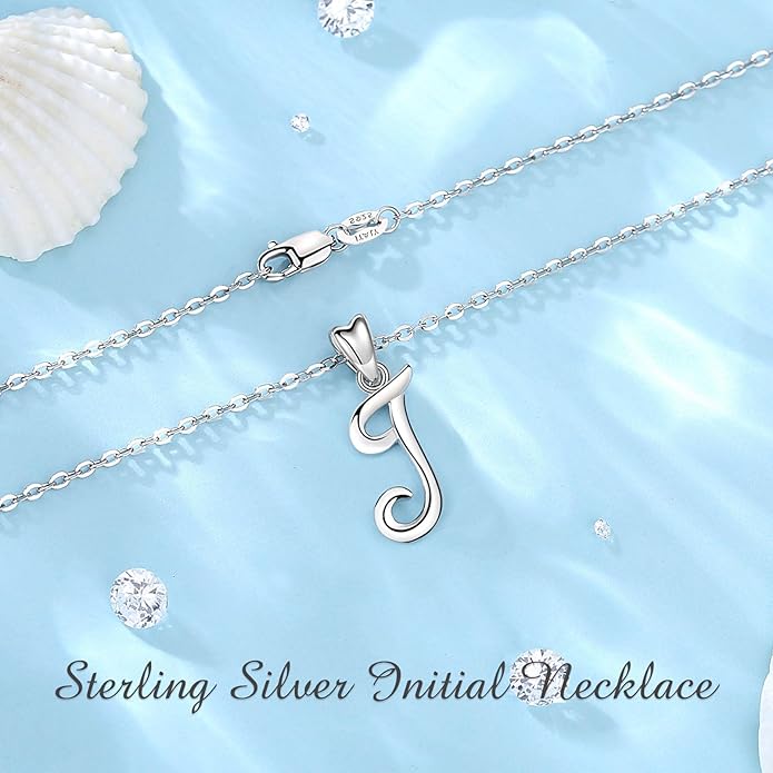 EUDORA Sterling Silver Initial Necklaces for Women, Classic 26 Letter Neckless Gifts for Girls, Sister, Mother Daughter, 18 inch Chain