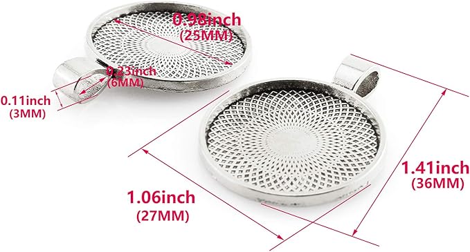 25pcs Round Bezel Pendant Trays Setting Cabochon Blank Base for DIY Crafting Photo Jewelry Findings Making Accessories 25mm