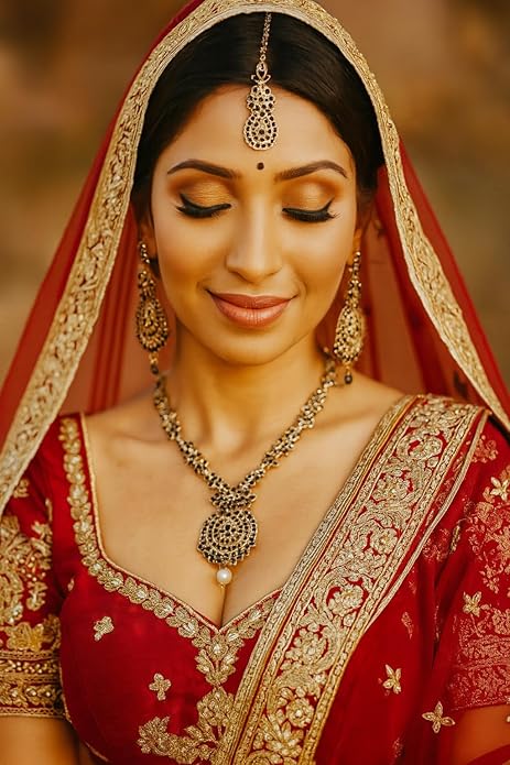 Touchstone Indian jewelry sets for women maang tikka wedding guest gold necklace bollywood jewellery set pageant elegant prom bride accessories western crystal chunky rhinestone necklaces