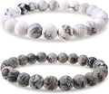 Bivei Natural Gemstone Semi Precious Healing Crystals Handmade Stretchy Round Beads Bracelet,Stocking Stuffers for Women Enhance Positive Energy