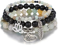 UEUC Tree of Life Yoga Healing Stone Bracelets,Multilayer Lotus Chakra Stone Reiki Bracelet Sets,Anxiety Crystal Natural Stone,for Women Stress Relief
