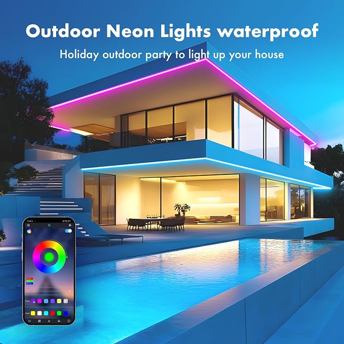 SILFU Neon Rope Lights, 50FT RGB LED Strip Lights | Waterproof IP67 LED Lights - Image 7
