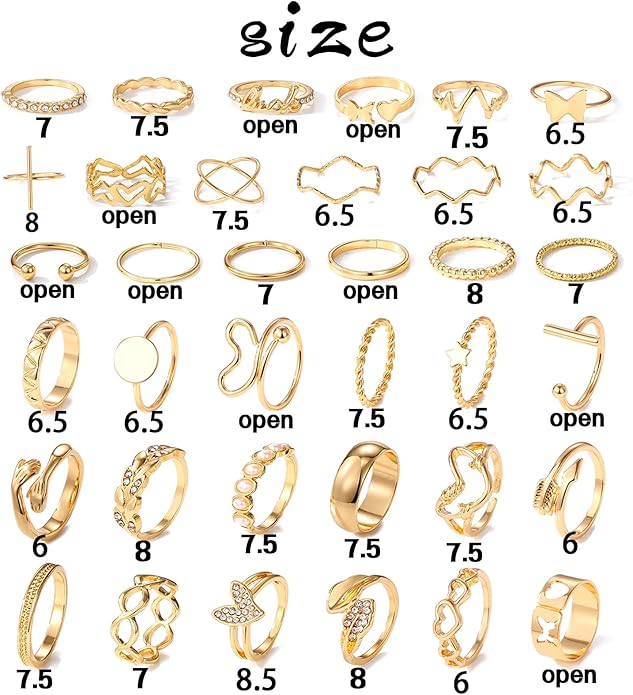 19-36 Pcs Gold Boho Knuckle Rings Set for Women, Vintage Stackable Dainty Joint Finger Gold Jewelry Set with Love Pearl and Sparkling Crystals