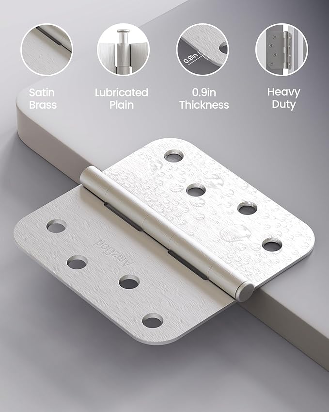 4" X 4" Nickel Door Hinges – 6 Pack Brushed Nickel Door Hinges - Image 5