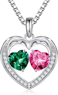Iefil Valentines Day Gifts for Her - 925 Sterling Silver Heart Birthstone Necklace, Anniversary Birthday Gifts for Women Wife Girlfriend Mom Her