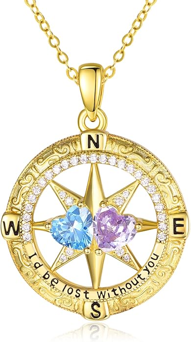 Valentine's Day Gifts for Wife 925 Sterling Silver Double Birthstone Pendant Necklaces I Love You for Always and Forever Necklace Anniversary Birthday Gifts for Wife Girlfriend Mom Her