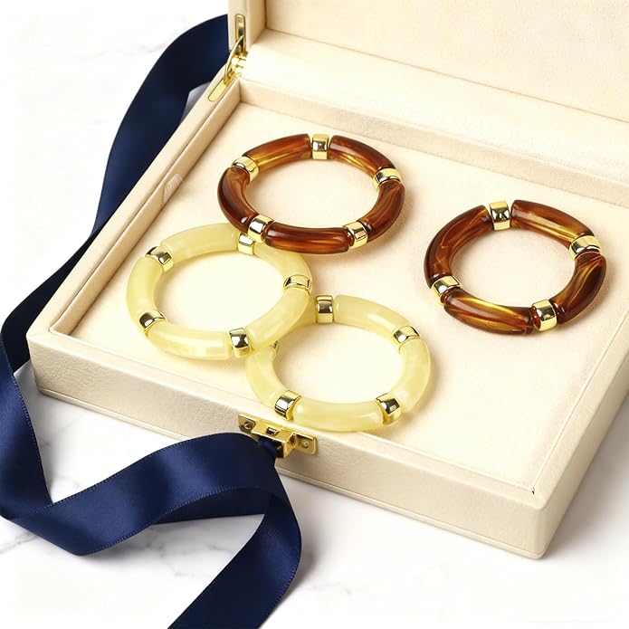 Chunky Acrylic Bracelets for Women -4Pcs Trendy Chunky Bangle Fashion Big Stackable Bangles Set, Trendy Cuff Bracelet Stack Fashion Womens Jewelry Gifts